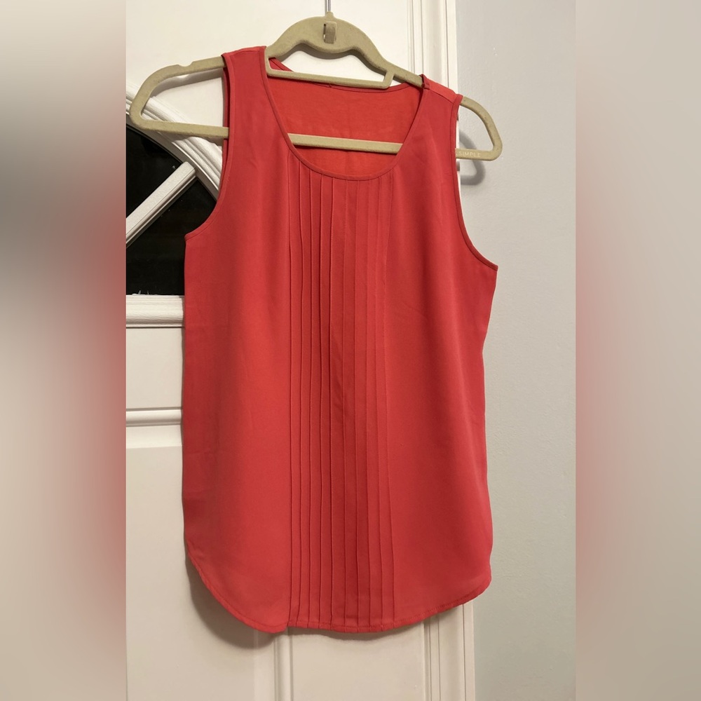 Red Pleated Blouse